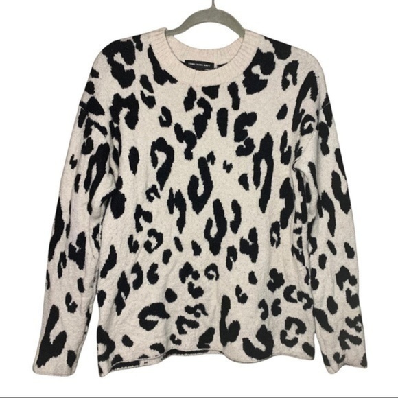 Something Navy Leopard Knitted Sweater Size Small - Picture 3 of 6